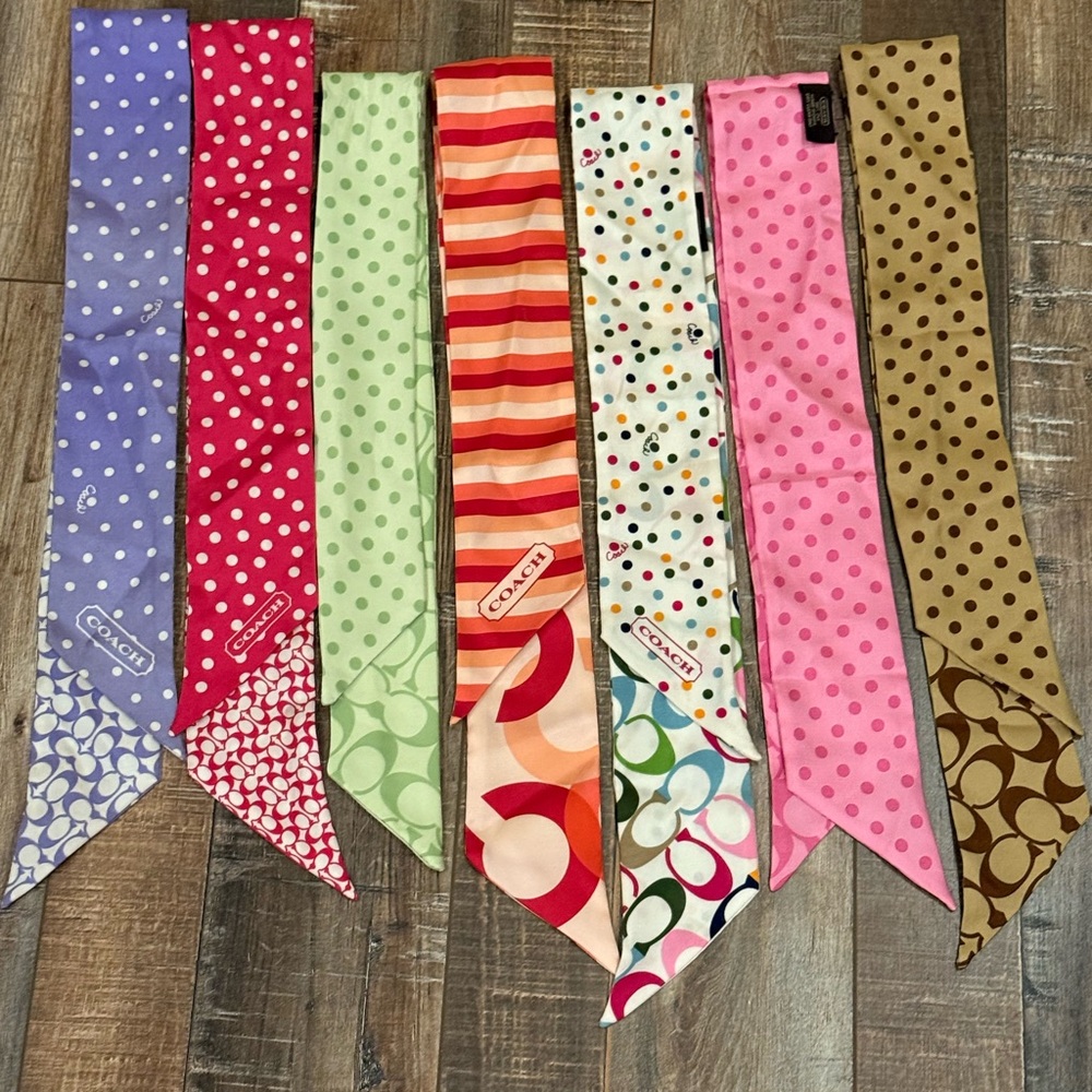 7 Coach silk ribbons/ skinny scarves